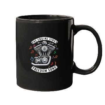 Discover The Engine Sings Freedom Song Motorcycle Mugs
