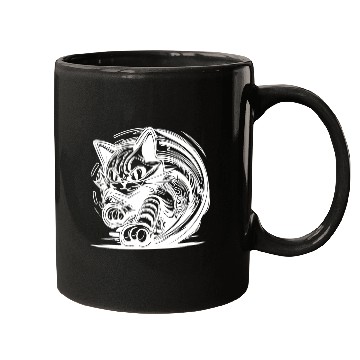Discover Clumsy Wild House Cat In Tattoo Style Mugs