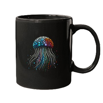 Discover Neon Abyss - Jellyfish Pebble Art Mugs