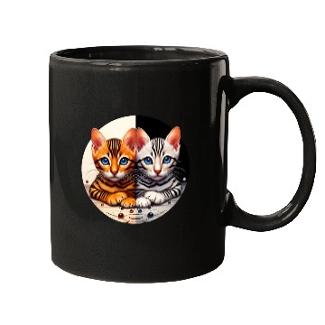 Discover Bengal Kittens Black White Background Mugs