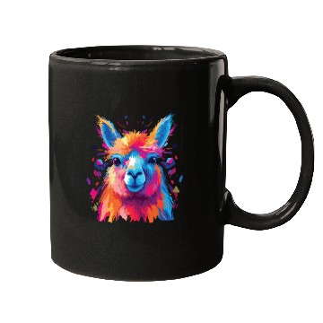 Discover Watercolor Colorful Alpaca Colorful Animals Mugs