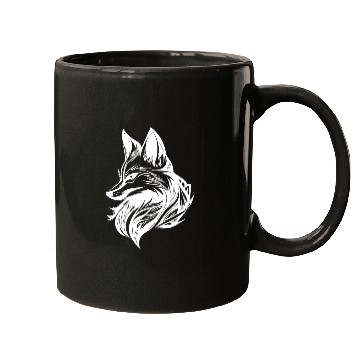 Discover Elegant Cunning Fox In Tattoo Ink Mugs