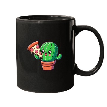 Discover Cute Cactus Pizza Comic Mugs