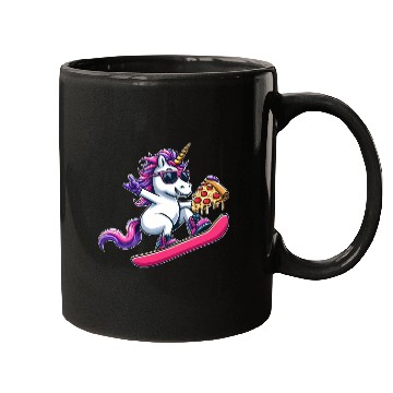 Discover Unicorn Snowboarder Pizza Cool Mugs