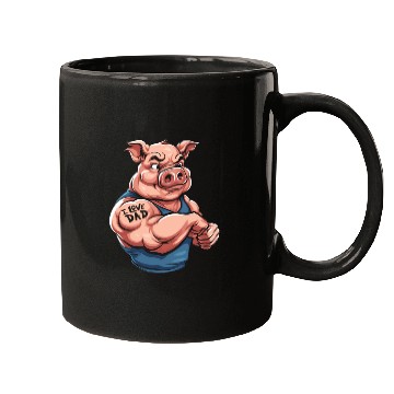 Discover Pig Pork Biceps Tattoo I Love Dad Mugs