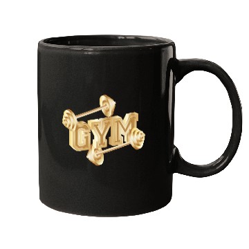 Discover gold dumbbell typography for gym enthusiasts Mugs