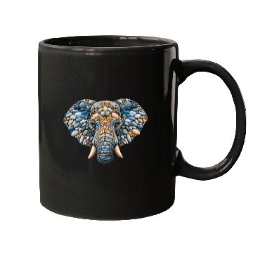 Discover Serene Azure Elephant Pebble Art Portrait Mugs