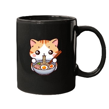 Discover Cute Cat Eating Ramen Mugs