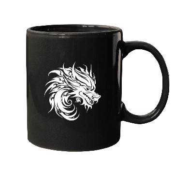 Discover Roaring Chinese Dragon In Tattoo Style Mugs