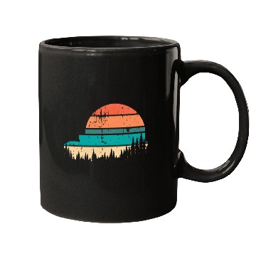 Discover Retro Evergreen Sunset Stepped Circle Design Mugs