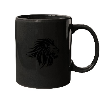 Discover Waving Mane Lion Head Tattoo Ink Style Mugs