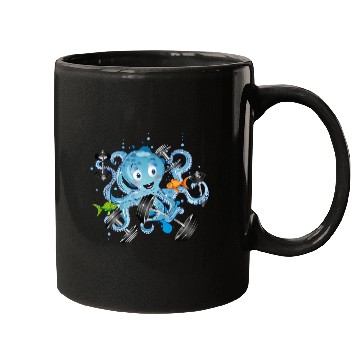 Discover Bodybuilder octopus with dumbbells training Mugs