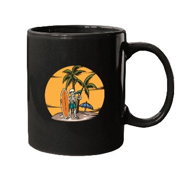 Discover Surfing Surfer Skeleton Skull Nature Mugs