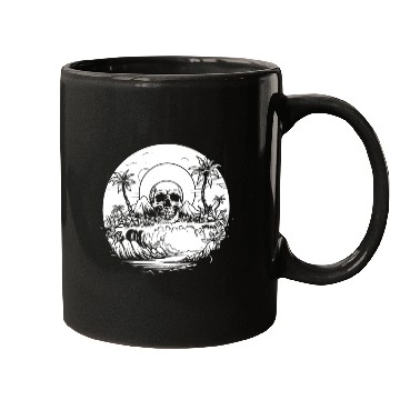 Discover Surfing Surfer Sunset Skull Nature Mugs
