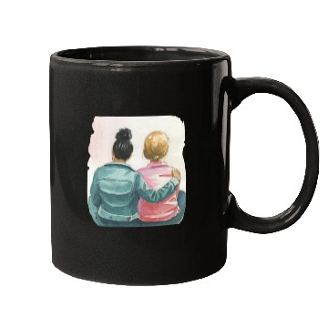 Discover Watercolor Lesbian Couple Mugs