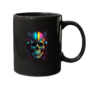 Discover Black and Neon Skull Graphic Mugs - Edgy Goth