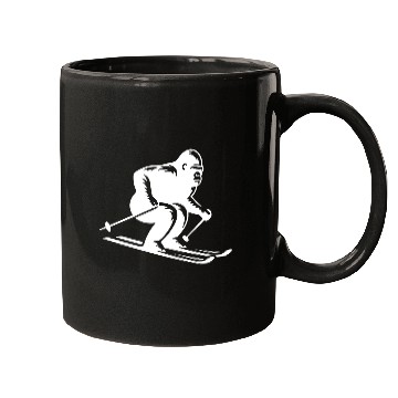 Discover Monkey Gorilla Chimpanzee Ski Silhouette Design Mugs