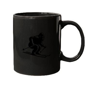 Discover Monkey Gorilla Chimpanzee Ski Silhouette Design Mugs