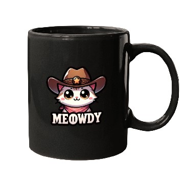 Discover Cute Meowdy Cat Cowboy Pun Mugs