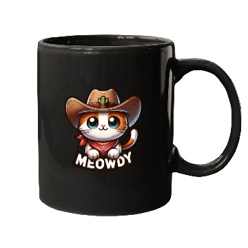 Discover Cute Meowdy Cat Cowboy Pun Mugs