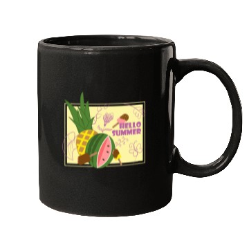 Discover Hello summer fruit ice cream flowers & butterfly Mugs