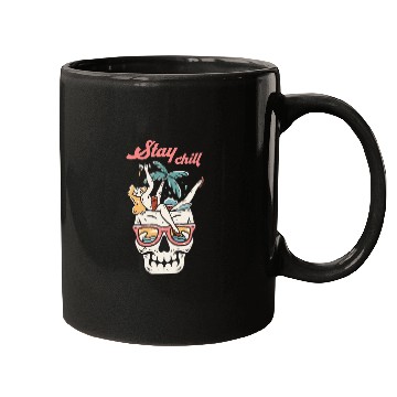 Discover Stay Chill Tropical Skull Mugs