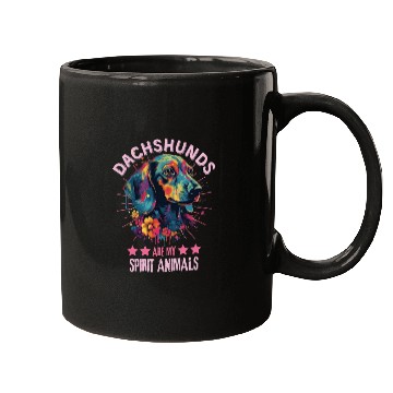 Discover Colorful Dachshund with flowers Mugs