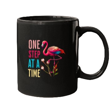 Discover One Step At A Time Flamingo Design Mugs