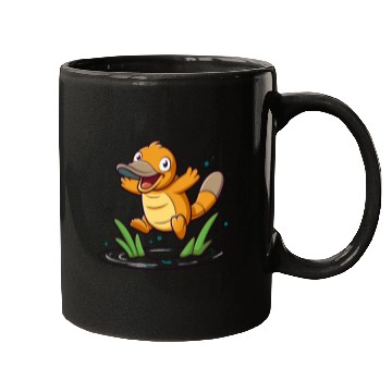 Discover Whimsical Platypus Frolicking in a Pond Mugs