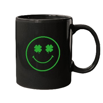 Discover Green shamrock happy face Mugs