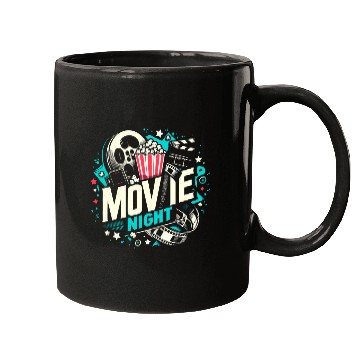 Discover Movie Night Popcorn Film Theatre Cinema Ticket Mugs