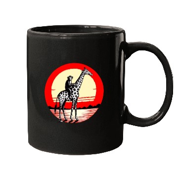 Discover Sunset Safari: Monkey Riding Giraffe Mugs