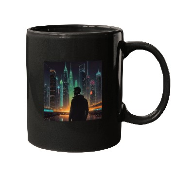 Discover Neon Horizon: A Futuristic Cityscape Mugs