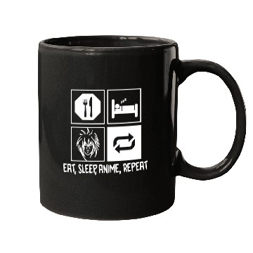 Discover Eat Sleep Anime Repeat Mugs