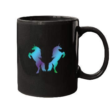Discover Unicorns blue green Mugs
