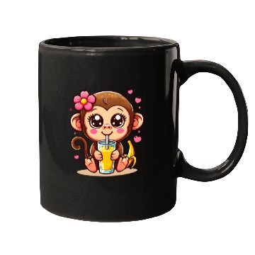 Discover Monkey Sipping Banana Juice Mugs