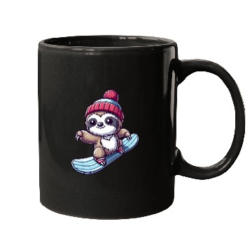 Discover Sloth Snowboarder Winter Sports Vacation Design Mugs