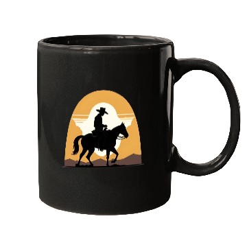 Discover Cowboy Rinding a horse Mugs