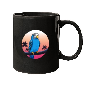Discover Synthwave Blue Budgie 2 Mugs