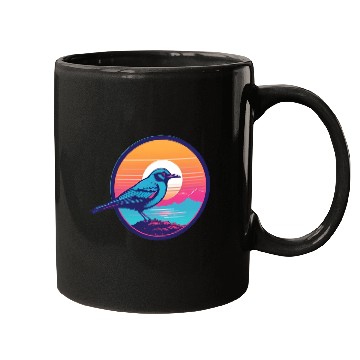 Discover Synthwave Blue Bird Mugs