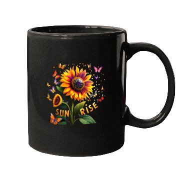 Discover Multicoloured Sunflower at Sunrise Mugs