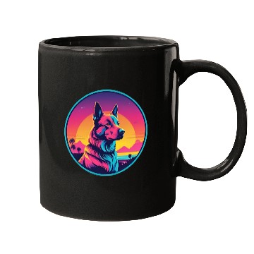 Discover Synthwave German Shepherd 1 Mugs