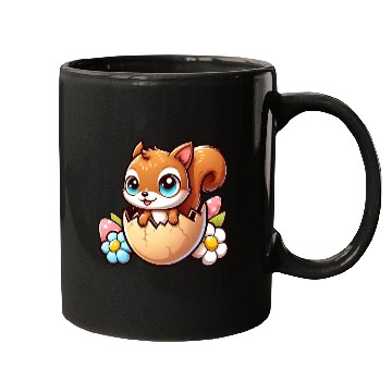 Discover Cute Squirrel with Easter Egg Comic Design Mugs
