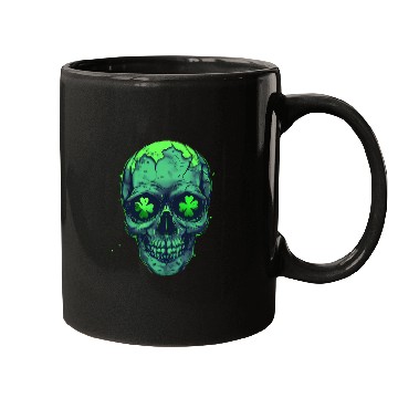 Discover St Patricks Skeleton with Shamrock Eyes Mugs