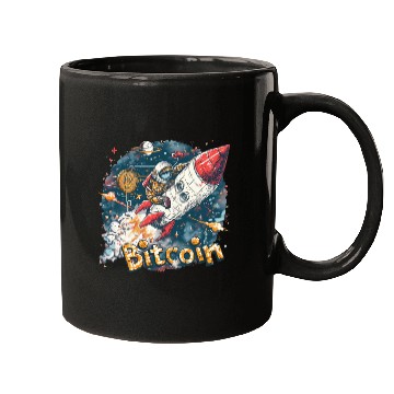 Discover Pi day 3.14 Crypto Bitcoin Rocket Astronaut To Mugs