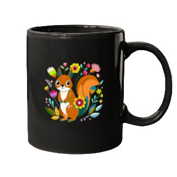 Discover A sweet squirrel in the flowers Mugs