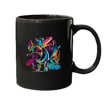 Discover Neon Paws: French Bulldog in 80s Pop Art Style Mugs