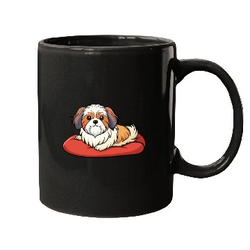 Discover Contented Shih Tzu Lounging on Plush Pillow Mugs