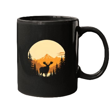 Discover "Mountain Majesty Moose Sunset" Mugs