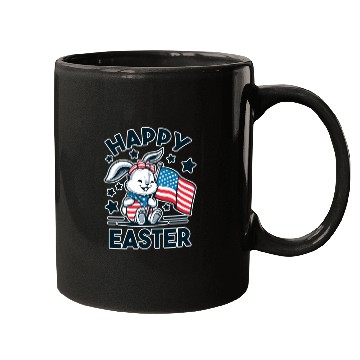 Discover Easter Bunny with American Flag - Happy Easter Mugs